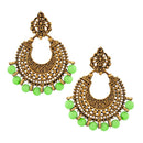 Jeweljunk Silver Plated Green Beads Dangler Earrings - 1311026B