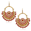 Jeweljunk Gold Plated Maroon Beads Afghani Earrings - 1311027B