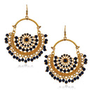 Jeweljunk Gold Plated Blue Beads Afghani Earrings - 1311027G