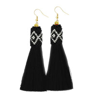 Jeweljunk Black Thread Gold Plated Tassel Earrings - 1310942F