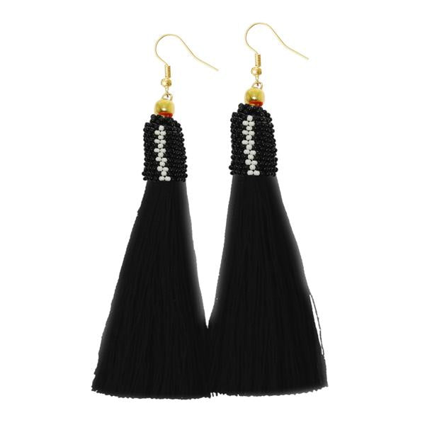 Jeweljunk Black Thread Gold Plated Earrings - 1310943C