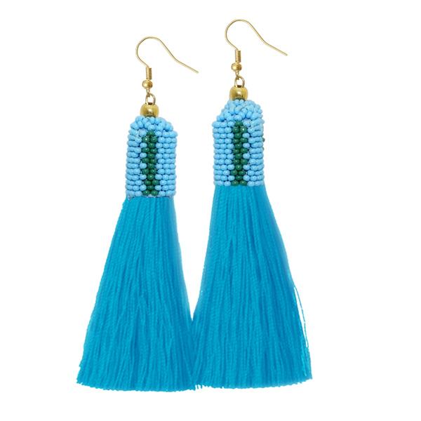 Tip Top Fashions Blue Thread Gold Plated Earrings - 1310943D