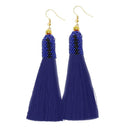Jeweljunk Blue Thread Gold Plated Tassel Earrings - 1310943F
