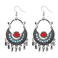 Jeweljunk Red & Blue Meenakari Afghani Earrings - 1311032M
