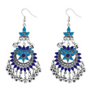 Jeweljunk Blue Meenakari Silver Plated Afghani Earrings - 1311077A