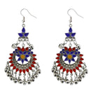 Jeweljunk Blue & Maroon Meenakari Afghani Earrings - 1311077C
