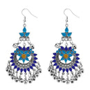 Jeweljunk Silver Plated Blue Meenakari Afghani Earrings - 1311077E