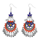 Jeweljunk Blue And Orange Meenakari Afghani Earrings - 1311077F