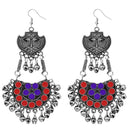 Jeweljunk Red And Purple Meenakari Afghani Earrings - 1311078A