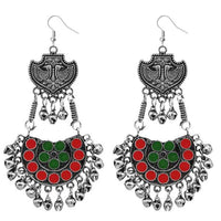 Jeweljunk Red & Green Meenakari Afghani Earrings - 1311078D