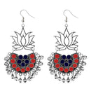 Jeweljunk Silver Plated Blue & Red Meenakari Afghani Earrings - 1311079C