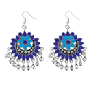 Jeweljunk Blue Meenakari Silver Plated Afghani Earrings - 1311080A