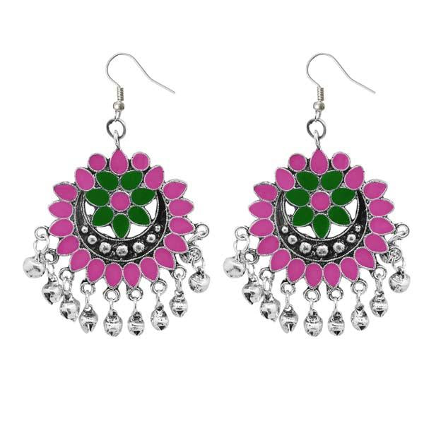 Tip Top Fashions Meenakari Silver Plated Afghani Earrings - 1311080C