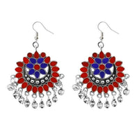 Jeweljunk Meenakari Silver Plated Afghani Earrings - 1311080D