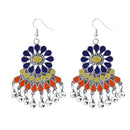 Jeweljunk Rhodium Plated Multi Meenakari Afghani Earrings - 1311081A