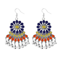 Jeweljunk Rhodium Plated Multi Meenakari Afghani Earrings - 1311081A