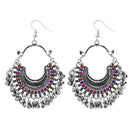 Jeweljunk Red & Blue Meenakari Afghani Earrings - 1311082C