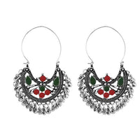 Jeweljunk Maroon & Green Meenakari Afghani Earrings - 1311083A