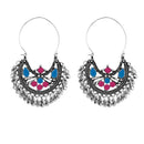Jeweljunk Pink & Blue Meenakari Afghani Earrings - 1311083F
