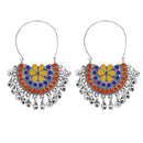 Jeweljunk Silver Plated Multi Meenakari Afghani Earrings - 1311084A