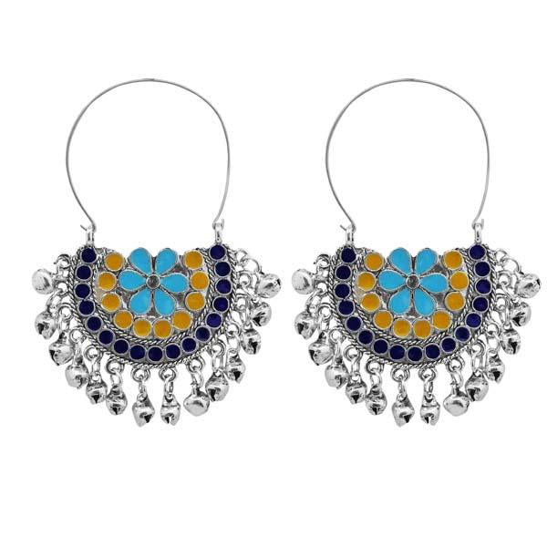 Jeweljunk Silver Plated Multi Meenakari Afghani Earrings - 1311084C