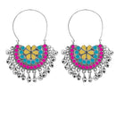 Jeweljunk Multi Meenakari Silver Plated Afghani Earrings - 1311084E