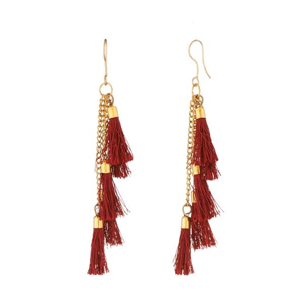 Jeweljunk Brown Gold Plated Thread Earrings - 1308330H