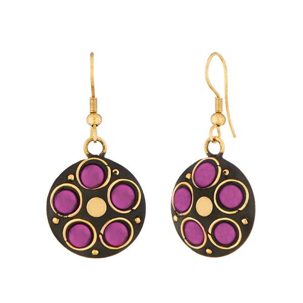 Jeweljunk Purple Beads Gold Plated Dangler Earrings - 1308329G