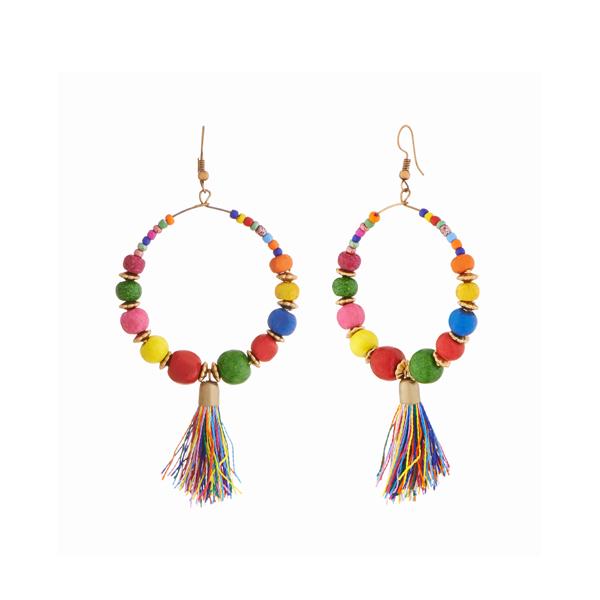 Jeweljunk Multicolor Beads Thread Earrings - 1308333