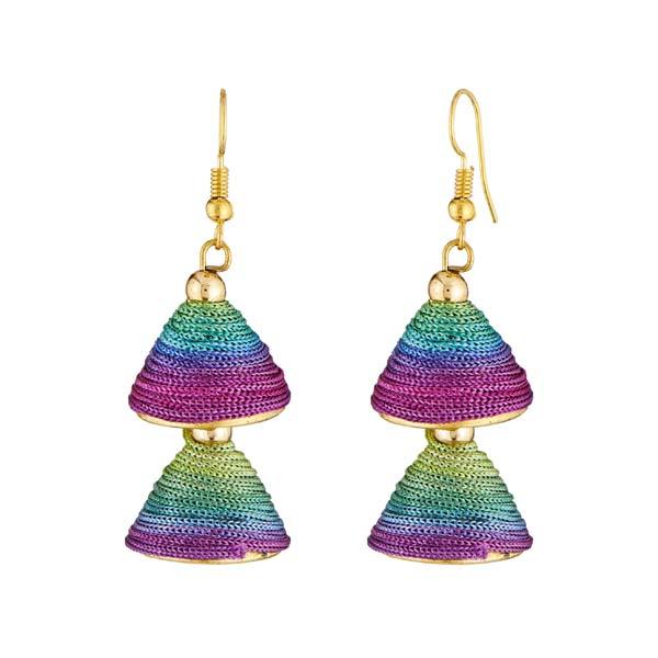 Tip Top Fashions Multicolor Thread Gold Plated Earrings - 1309016N