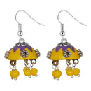 Jeweljunk Yellow Beads Rhodium Plated Jhumki Earrings - 1309009I
