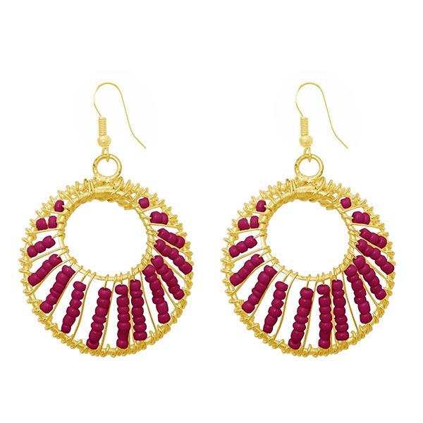 Tip Top Fashions Gold Plated Purple Beads Dangler Earrings - 1309018E