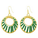 Jeweljunk Green Beads Gold Plated Dangler Earrings - 1309018F