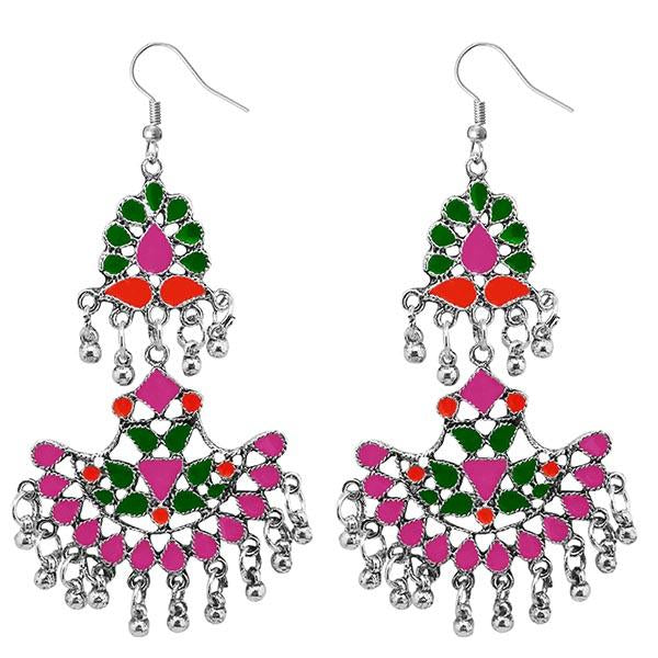 Tip Top Fashions Meenakari Rhodium Plated Afghani Earrings - 1311039K