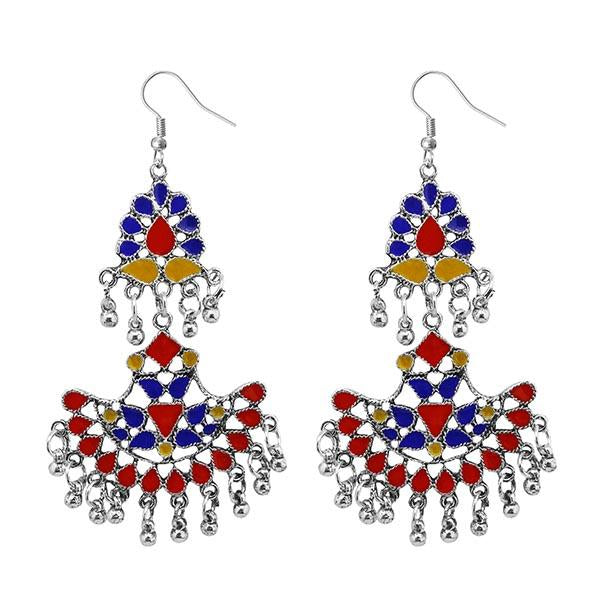 Tip Top Fashions Meenakari Rhodium Plated Afghani Earrings - 1311039O