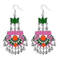 Jeweljunk Meenakari Rhodium Plated Afghani Earrings - 1311040M