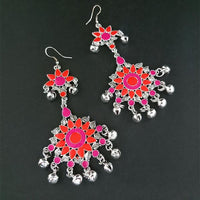 Jeweljunk Meenakari Rhodium Plated Afghani Earrings - 1311064P