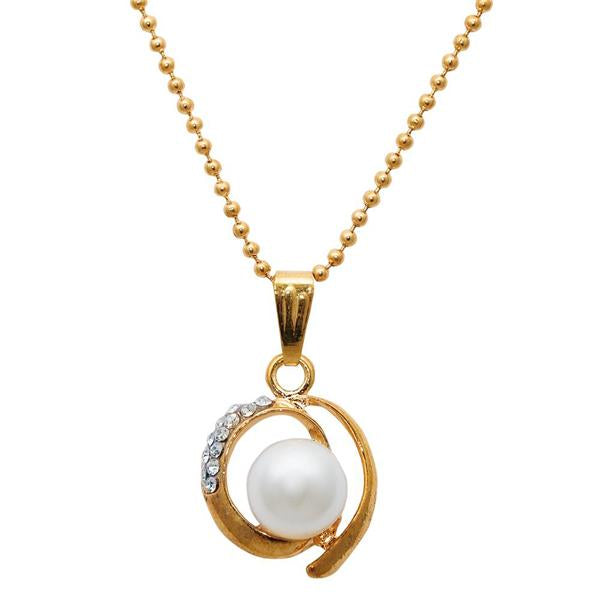 Regina White Pearl Austrian Stone Chain Pendant - 1203145