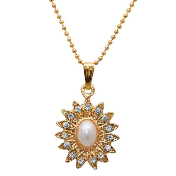 Regina White Pearl Austrian Stone Chain Pendant - 1203146