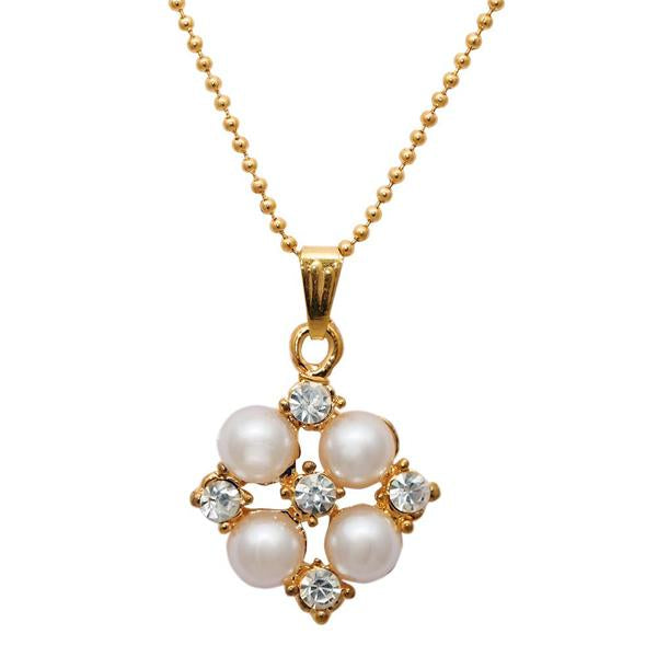 Regina White Pearl Austrian Stone Chain Pendant - 1203147