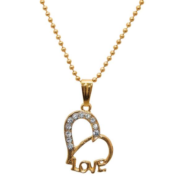 Regina White Stone" Love" Heart Shaped Chain Pendant - 1203159