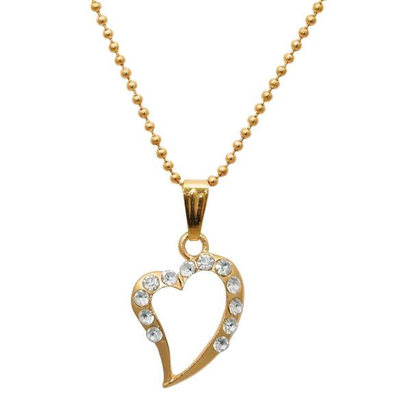 Regina White Stone Heart Shaped Chain Pendant - 1203160