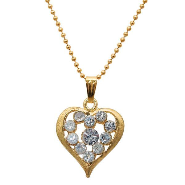 Regina White Stone Heart Shaped Chain Pendant - 1203161