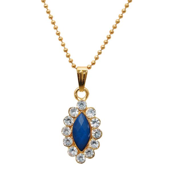 Regina Blue Austrian Stone Gold Plated Chain Pendant - 1203164C