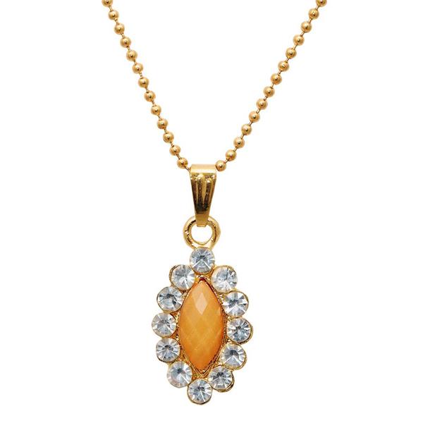 Regina Orange Austrian Stone Gold Plated Chain Pendant - 1203164D