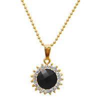Regina Gold Plated Black Austrian Stone Chain Pendant - 1203165B