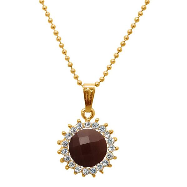 Regina Gold Plated Brown Austrian Stone Chain Pendant - 1203165F