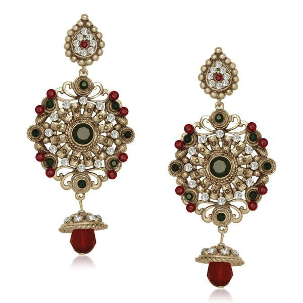 Tip Top Fashions Stone Antique Gold Plated Dangler Earrings - 1305515