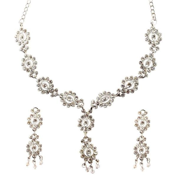Soha Fashion Silver Plated White Stone Necklace Set