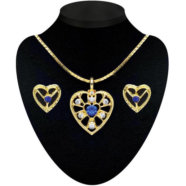 Soha Fashion Blue Stone Gold Plated Pendant set - 2200707